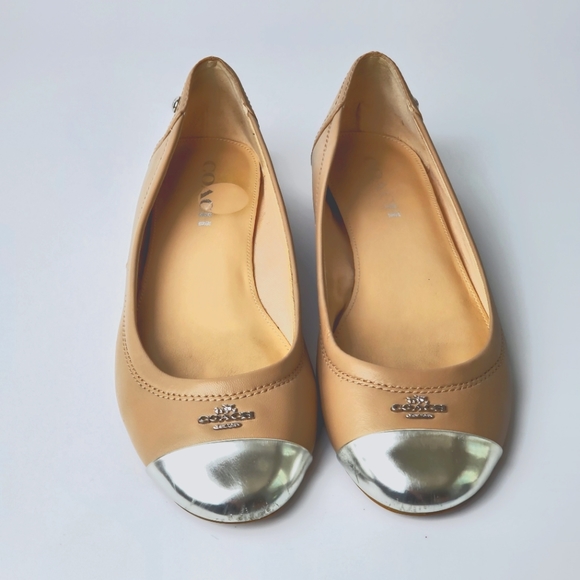 Coach Shoes - Coach Leather Beige Flats Size 7